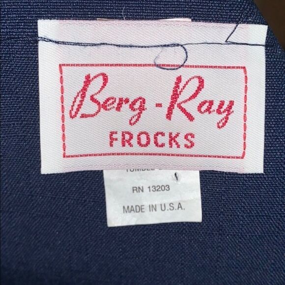 Vintage oversized blazer Berg-Ray FROCKS navy sailor. Size 18 1/2 - Picture 9 of 11